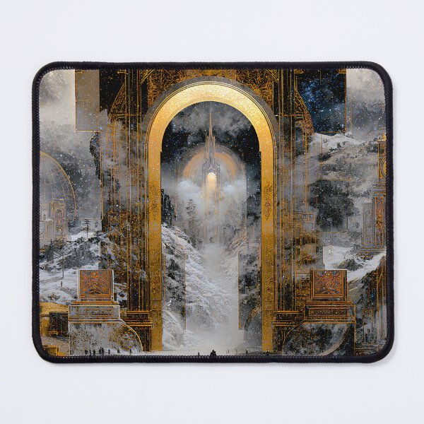 Item preview, The Winter Threshold | Mythic Gateway in Snow and Gold designed and sold by Stoneflower-Art.