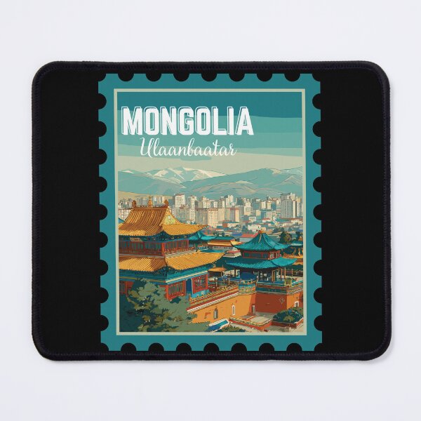 Item preview, Ulaanbaatar in Mongolia, Vintage Travel Stamp Illustration designed and sold by MaateoDesign.