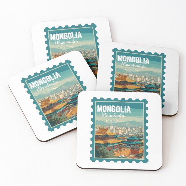 Item preview, Ulaanbaatar in Mongolia, Vintage Travel Stamp Illustration designed and sold by MaateoDesign.