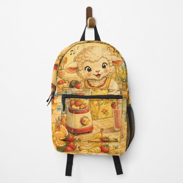Item preview, A little sheep makes a strawberry smoothie in the kitchen. designed and sold by Mauswohn.
