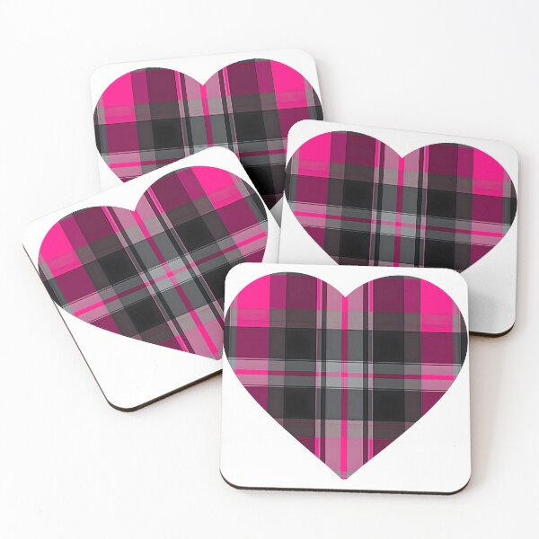 Item preview, Fuchsia pink and Grey plaid heart Graphic print designed and sold by TheCdnGal.