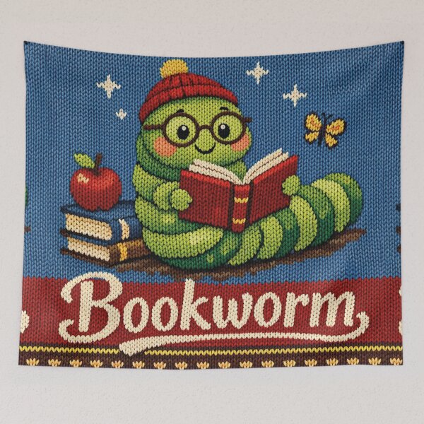 Item preview, Bookworm – Cute reading caterpillar in a knitted pattern look designed and sold by Mauswohn.