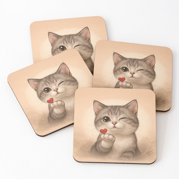 Item preview, Cute Love Cat Illustration Winking Kitten designed and sold by memememescat.
