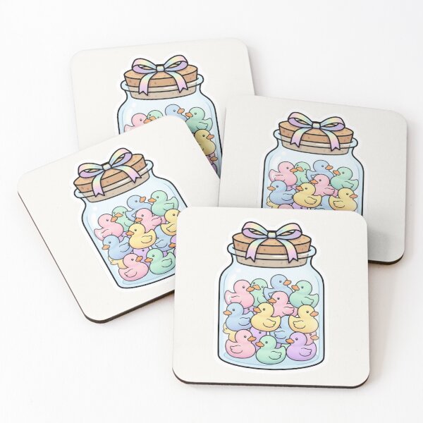 Item preview, Cute Rubber Ducks in a Jar | Pastel Kawaii Duck Aesthetic Illustration designed and sold by MuseAI.