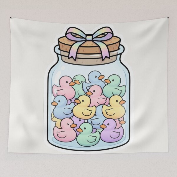 Item preview, Cute Rubber Ducks in a Jar | Pastel Kawaii Duck Aesthetic Illustration designed and sold by MuseAI.
