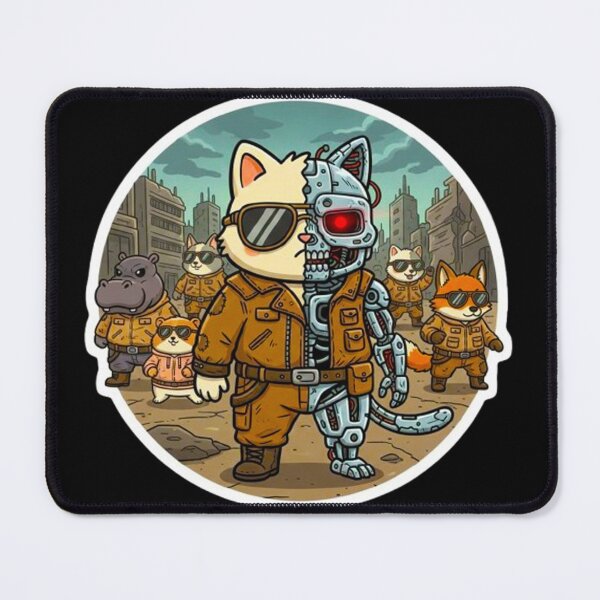 Item preview, Cyber Cat Terminator - Cute Chibi Robot Kitty Future Assassin Sticker designed and sold by MT-Hub | Cute Aesthetic Art, Stickers & Phone Cases.