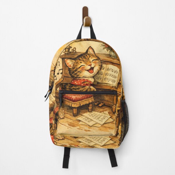 Item preview, Musical cat at the piano – Nostalgic vintage design designed and sold by Mauswohn.