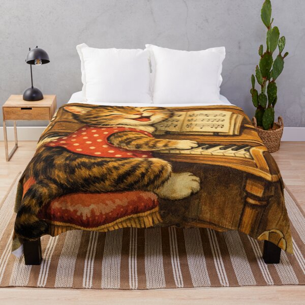 Item preview, Musical cat at the piano – Nostalgic vintage design designed and sold by Mauswohn.