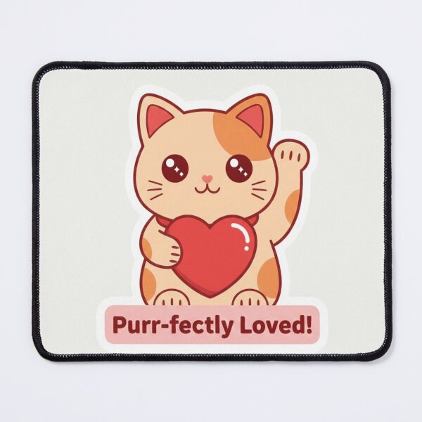 Item preview, Kawaii Lucky Cat Purr-fectly Loved Valentine Heart Sticker designed and sold by arup7980.