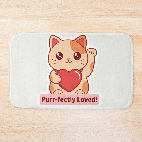 Item preview, Kawaii Lucky Cat Purr-fectly Loved Valentine Heart Sticker designed and sold by arup7980.