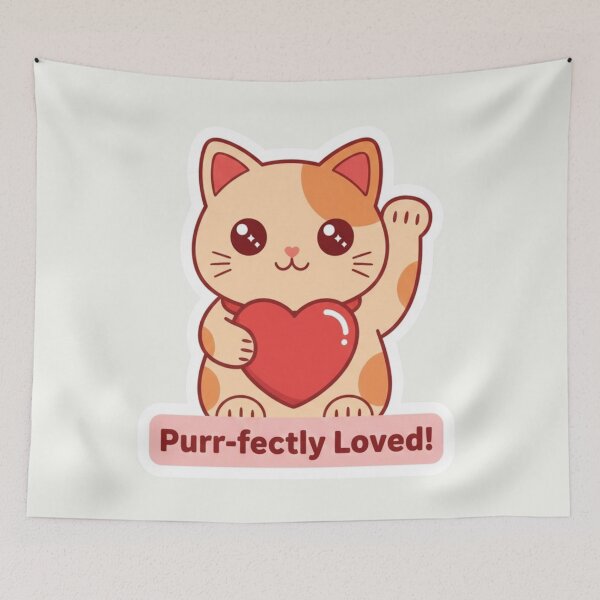 Item preview, Kawaii Lucky Cat Purr-fectly Loved Valentine Heart Sticker designed and sold by arup7980.