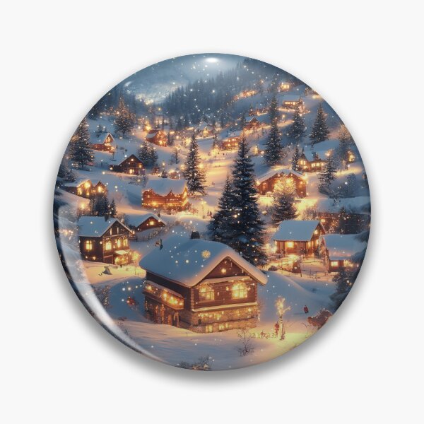 Item preview, Cozy Winter Village at Night Illustration designed and sold by SyberGen.