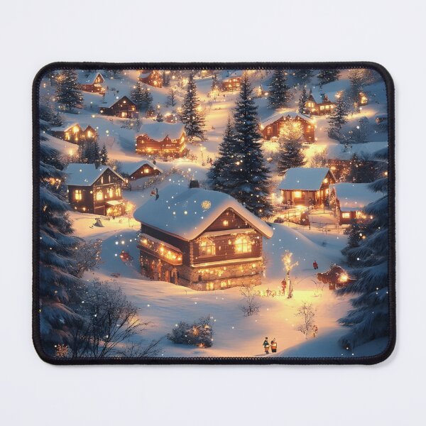 Item preview, Ilustración de un acogedor pueblo invernal por la noche designed and sold by SyberGen.