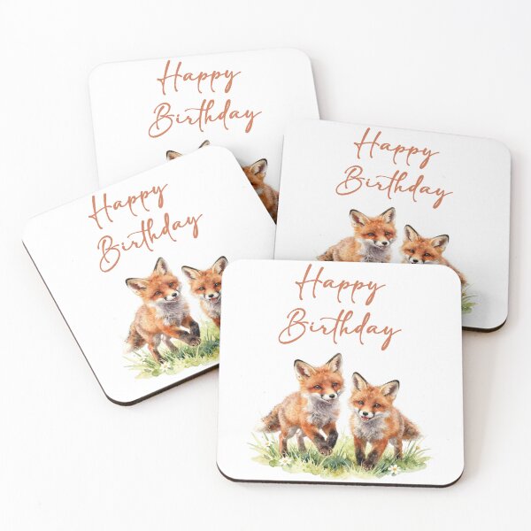 Item preview, Happy Birthday foxes designed and sold by WildArtIT.