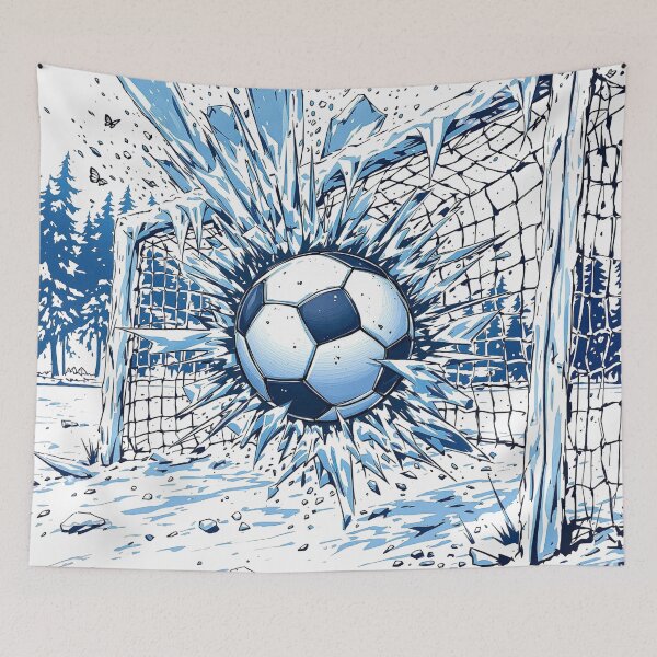 Item preview, Frozen Strike - Winter Soccer Goal in the Icy Wilderness designed and sold by HappySproutArt.