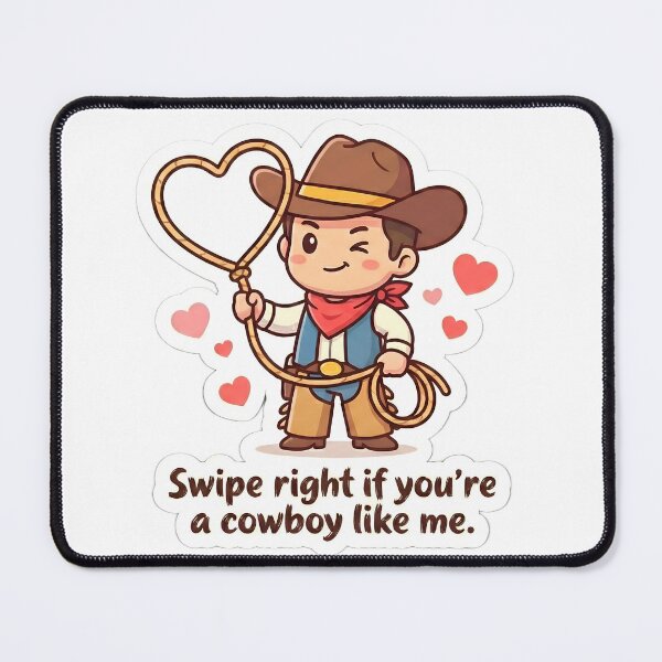 Item preview, Cute Chibi Cowboy with Heart Lasso - Swipe Right for valentine designed and sold by MukuMint.