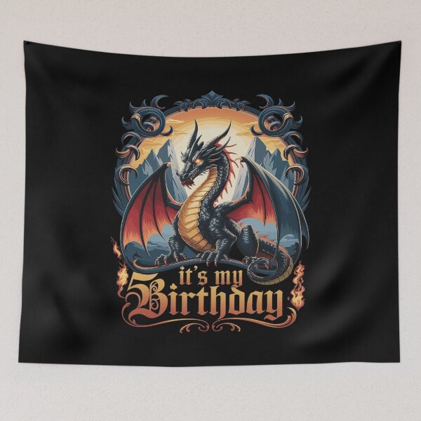 Artikelvorschau, Es ist mein 5. Geburtstag, Drache, 5. Geburtstag, 5-jähriger Junge entworfen und verkauft von CombatTask.
