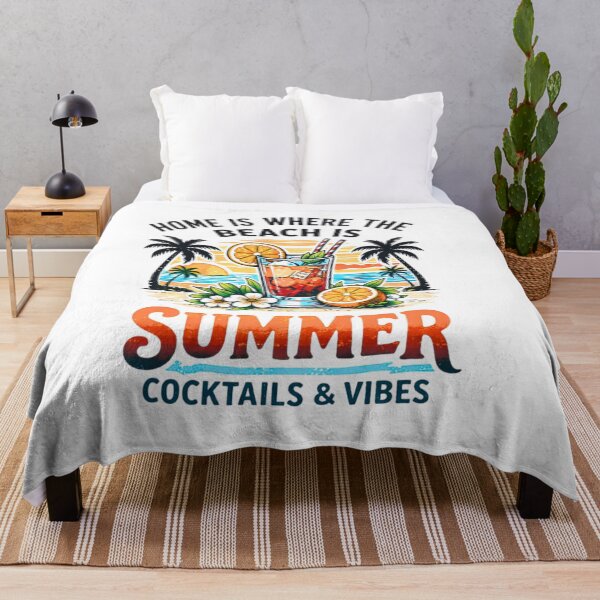 Item preview, Home Is Where The Beach Is Summer Cocktails Illustration With Tropical Vibes And Coastal Lifestyle Art designed and sold by bilal sibgui.