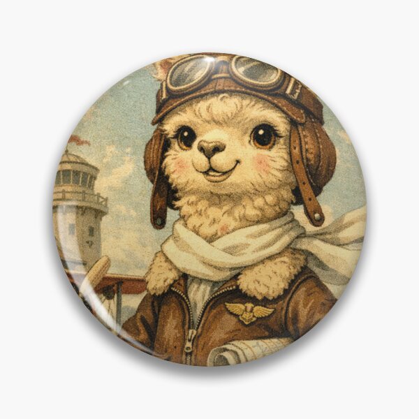 Item preview, Adventurous pilot llama with retro airplane design designed and sold by Mauswohn.