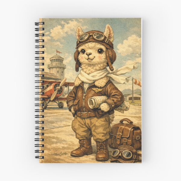 Item preview, Adventurous pilot llama with retro airplane design designed and sold by Mauswohn.