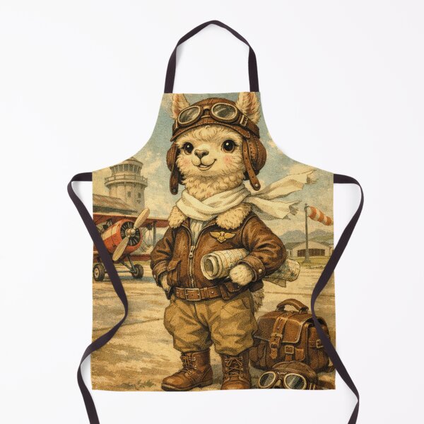 Item preview, Adventurous pilot llama with retro airplane design designed and sold by Mauswohn.