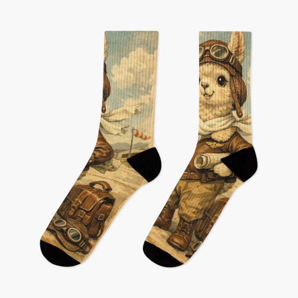 Item preview, Adventurous pilot llama with retro airplane design designed and sold by Mauswohn.