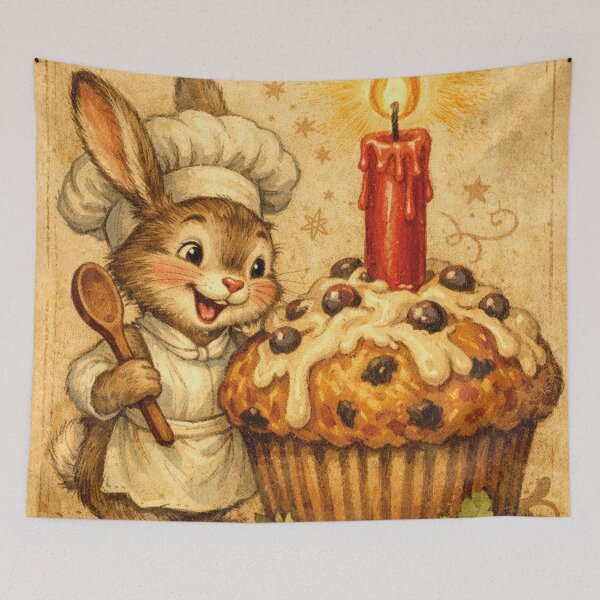 Item preview, Cute bunny baker with muffin – Nostalgic vintage design designed and sold by Mauswohn.