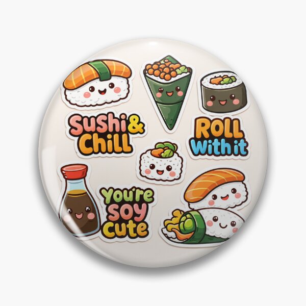 Item preview, Kawaii Sushi & Chill Cute Food Pun Sticker Pack designed and sold by goodcrystals.