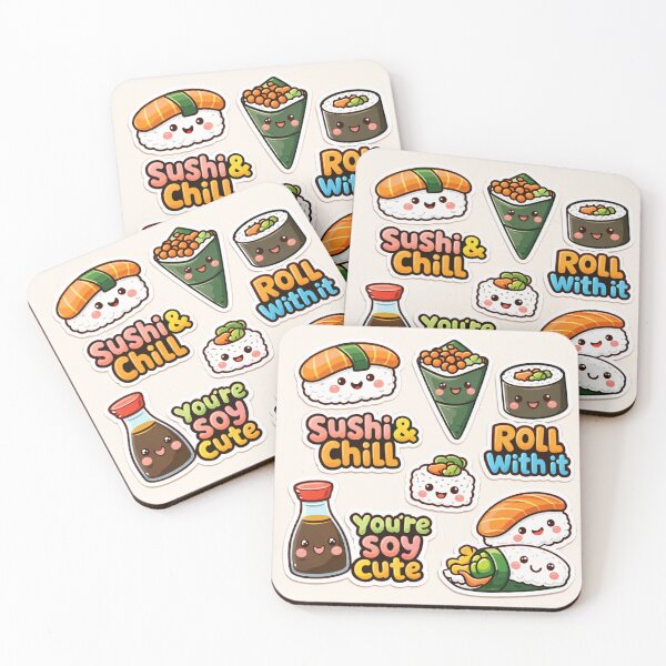 Item preview, Kawaii Sushi & Chill Cute Food Pun Sticker Pack designed and sold by goodcrystals.