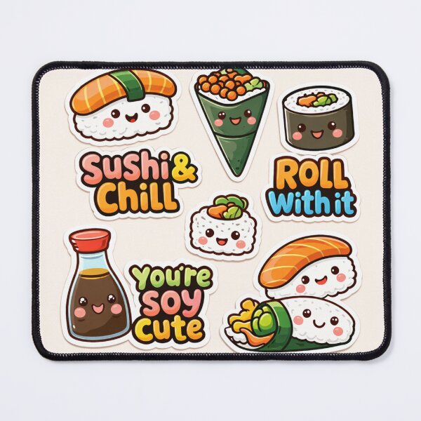 Item preview, Kawaii Sushi & Chill Cute Food Pun Sticker Pack designed and sold by goodcrystals.