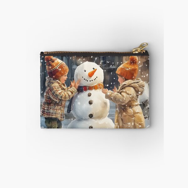 Item preview, Watercolor Illustration of Children Building a Snowman designed and sold by SyberGen.