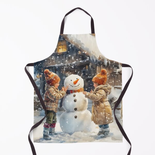 Item preview, Watercolor Illustration of Children Building a Snowman designed and sold by SyberGen.