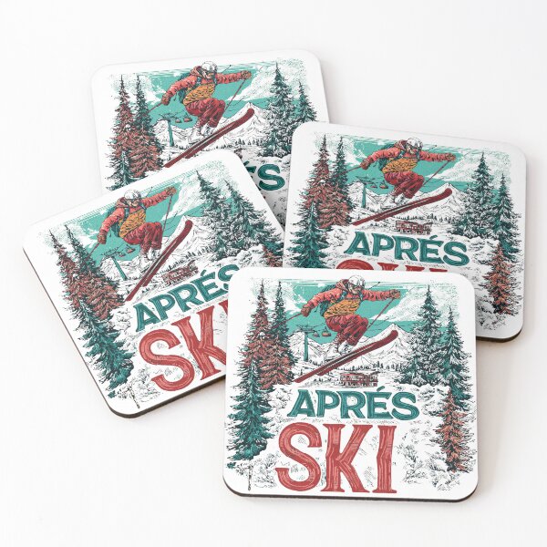 Item preview, Après Ski Retro Skier Jumping Mountains Poster designed and sold by Anastasiia Yurevych.