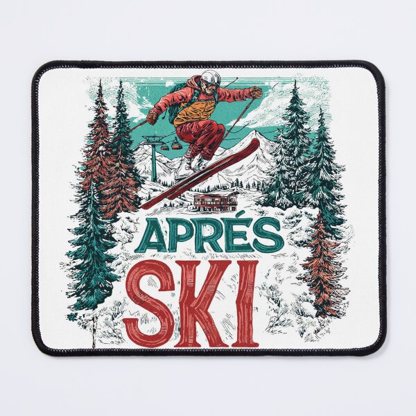 Item preview, Après Ski Retro Skier Jumping Mountains Poster designed and sold by Anastasiia Yurevych.