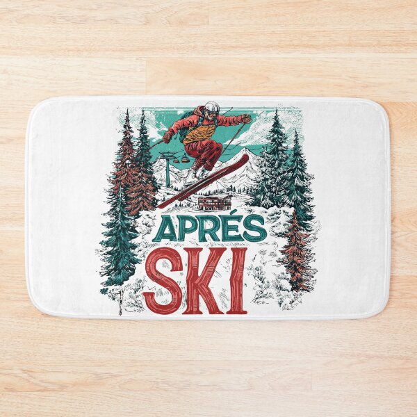 Item preview, Après Ski Retro Skier Jumping Mountains Poster designed and sold by Anastasiia Yurevych.