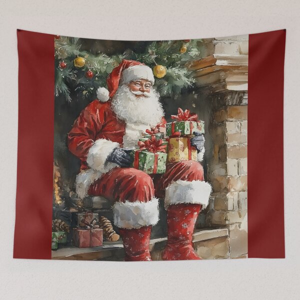Item preview, Watercolor Illustration of Santa Claus with Christmas Gifts designed and sold by SyberGen.