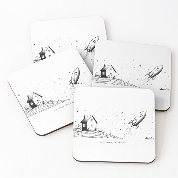 Item preview, Live Simply, Dream Big – Minimal Rocket & Home Illustration T-Shirt designed and sold by SoSpecialStore.