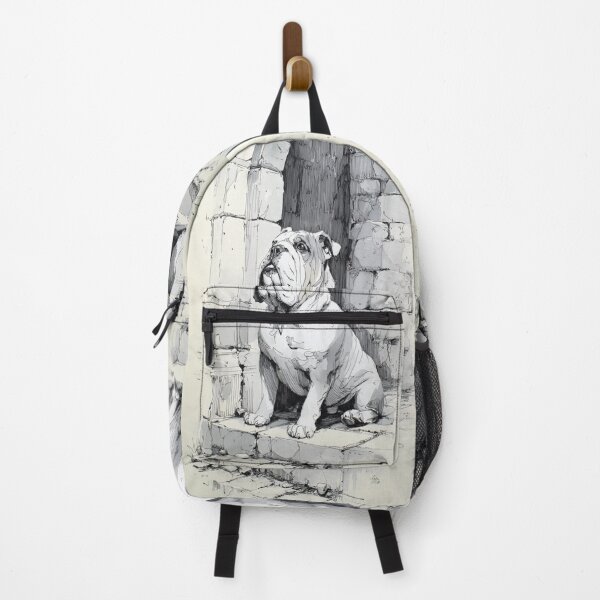 Item preview, A dignified Bulldog sitting by an old stone doorway, Dogs in Motion designed and sold by CDC40.