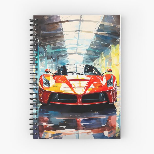 Item preview, Striking Red Supercar Parked In Modern Glass Tunnel Garage designed and sold by RevUpDesign.