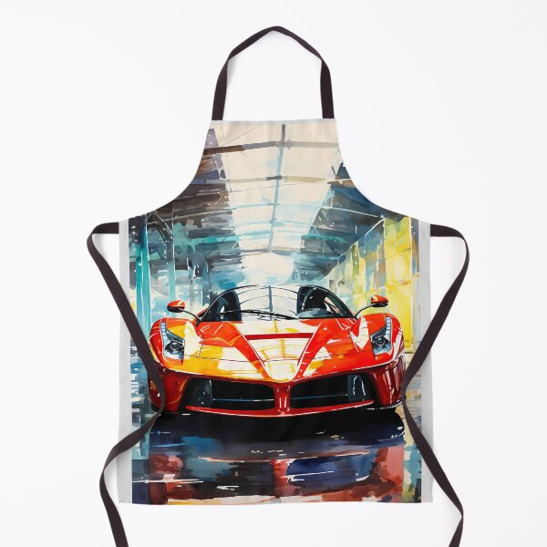 Item preview, Striking Red Supercar Parked In Modern Glass Tunnel Garage designed and sold by RevUpDesign.