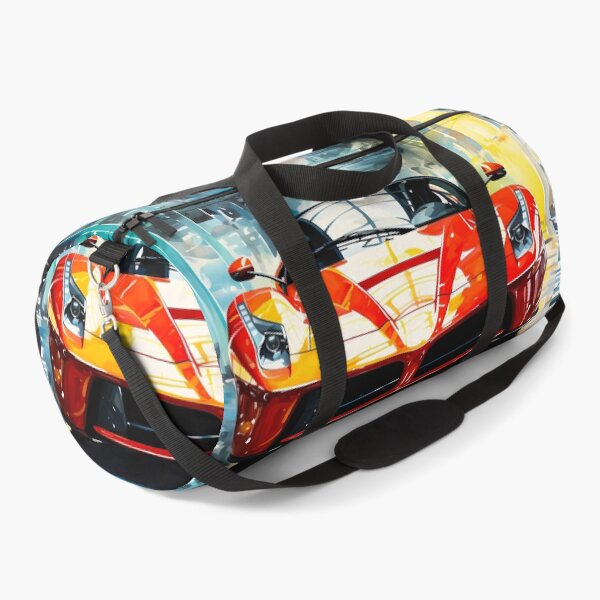 Item preview, Striking Red Supercar Parked In Modern Glass Tunnel Garage designed and sold by RevUpDesign.
