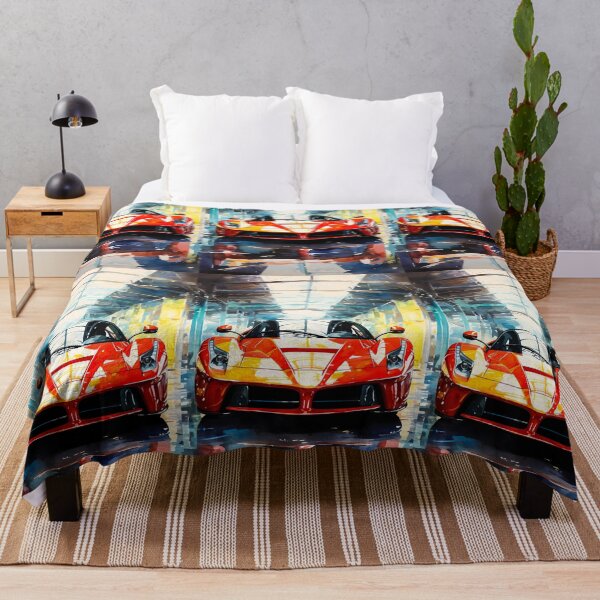 Item preview, Striking Red Supercar Parked In Modern Glass Tunnel Garage designed and sold by RevUpDesign.