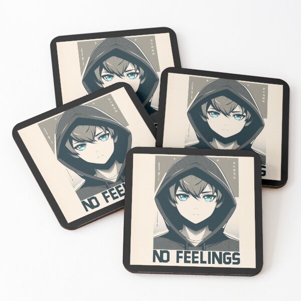 Item preview, No Feelings Anime Hoodie Art | Stoic Mindset Aesthetic Anime Portrait designed and sold by shopwithcare.