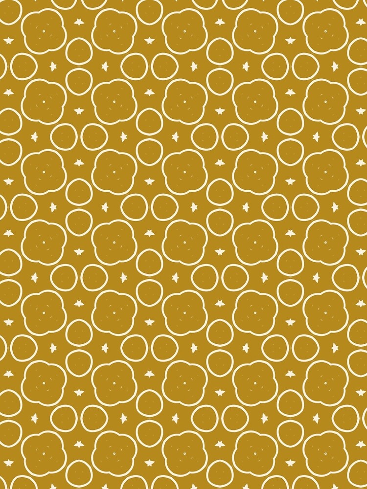 Imagen 5 de 5, Vestido acampanado con la obra Mustard Gold Vintage Floral Geometric Pattern - Retro Boho Aesthetic, diseñada y vendida por Rucku.