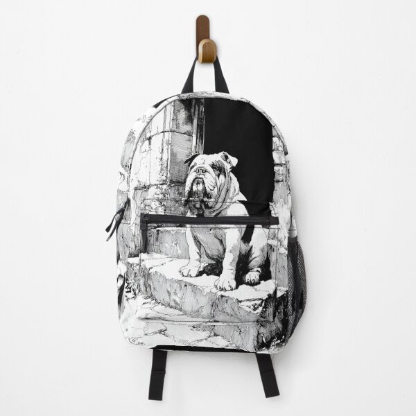 Item preview, A dignified Bulldog sitting by an old stone doorway, Dogs in Motion designed and sold by CDC40.