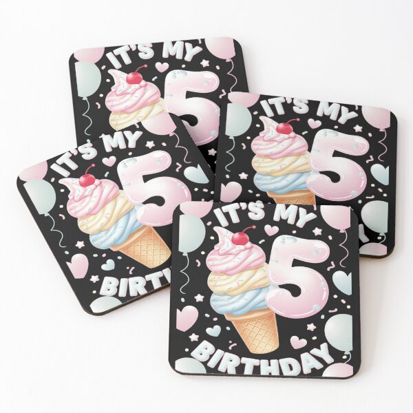 Item preview, Kids 5th Birthday Girl 5 Years, Ice Cream, Number 5 3  designed and sold by CombatTask.