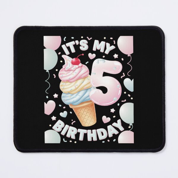 Item preview, Kids 5th Birthday Girl 5 Years, Ice Cream, Number 5 3 designed and sold by CombatTask.