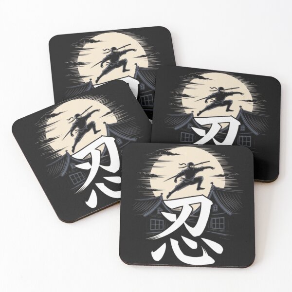 Item preview, Moonlit Ninja Warrior Jump | Japanese Kanji Samurai Night Art designed and sold by vvcreativedesigns.