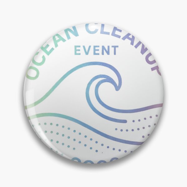 Item preview, Circular ocean cleanup event badge with wave and dotted debris, 2026 designed and sold by Creative88Art.