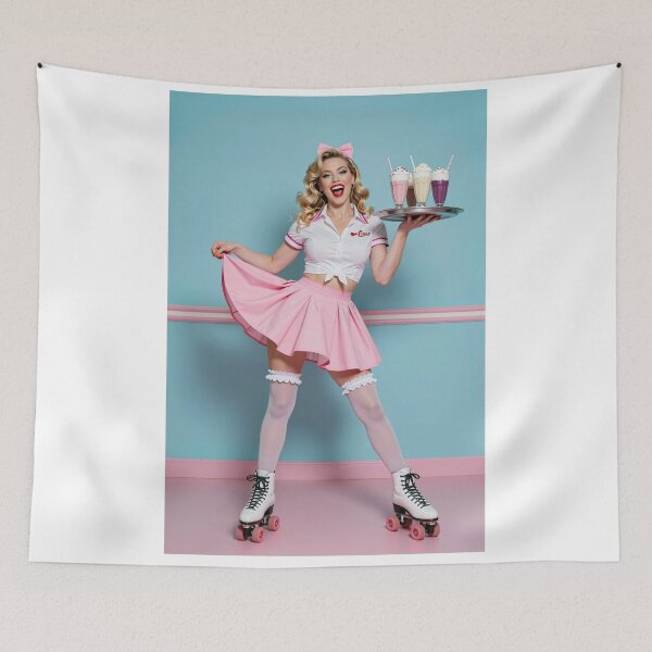 Item preview, Blonde roller skater with milkshakes balance designed and sold by CathryneDelamort.